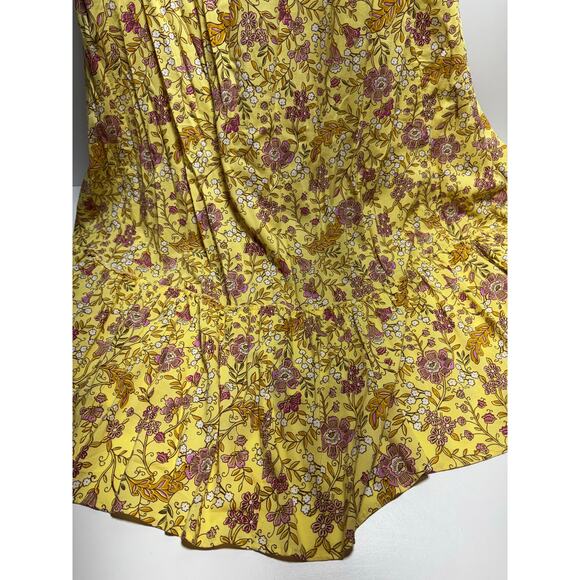 Old Navy Plus Sz 2XL Yellow Floral Midi Dress Cottage Core Peasant Prairie - Picture 3 of 10